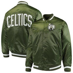 NBA Boston Celtics Starter Black Label GIII Satin Full Snap Jacket Green Rare